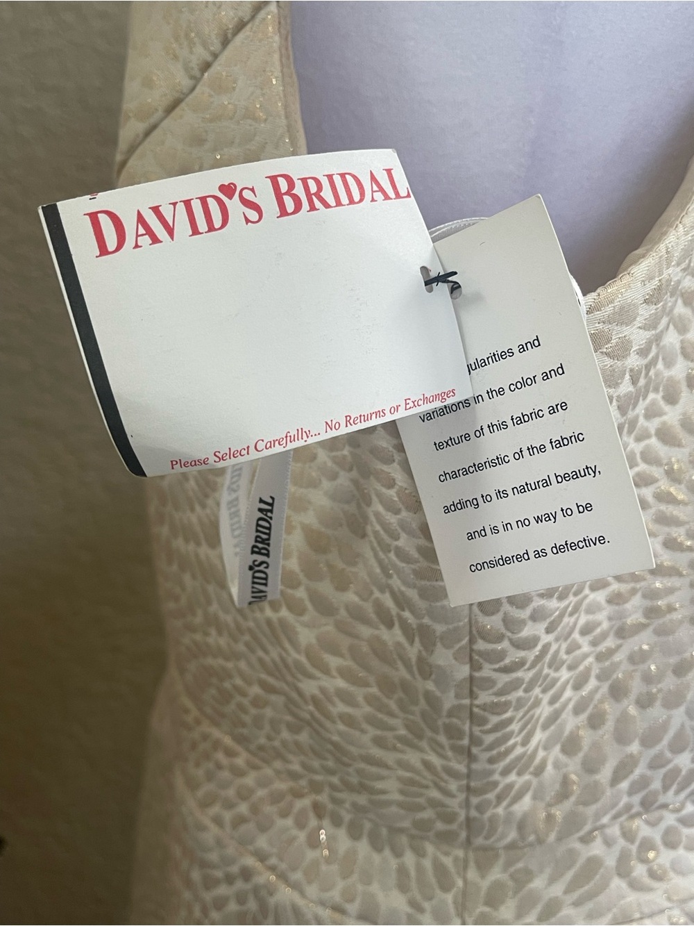David's Bridal Ivory Textured Halter Fit-and-Flare Midi Dress - Picture 5 of 8
